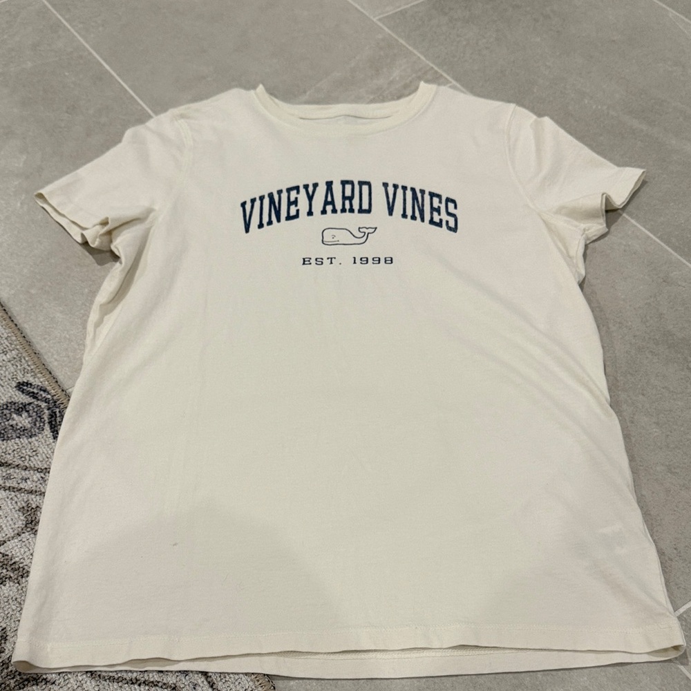 Vineyard Vines White Tee with Navy Logo